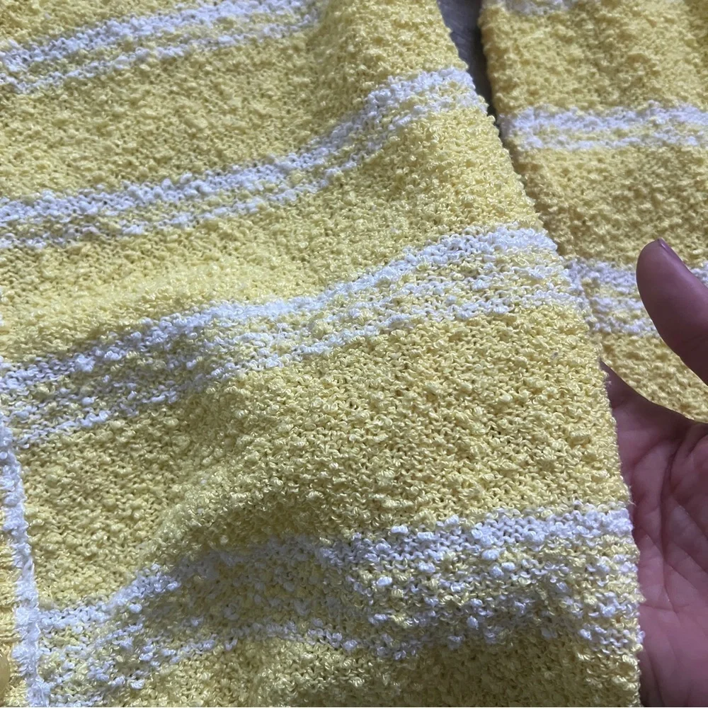 VINTAGE! Givenchy Sport Yellow and White Striped Cardigan, Button Closure, Large - Picture 3 of 6